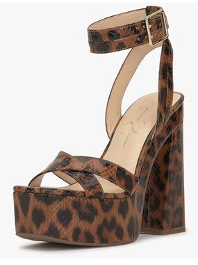 Like New! Jessica Simpson Beasley Leopard Platform Open Toe Block Heels Size 11